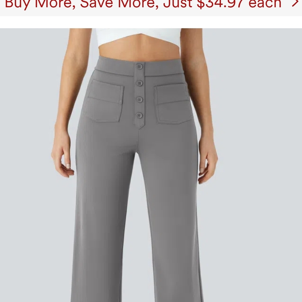 Gray High-Waisted Wide-Leg Pants